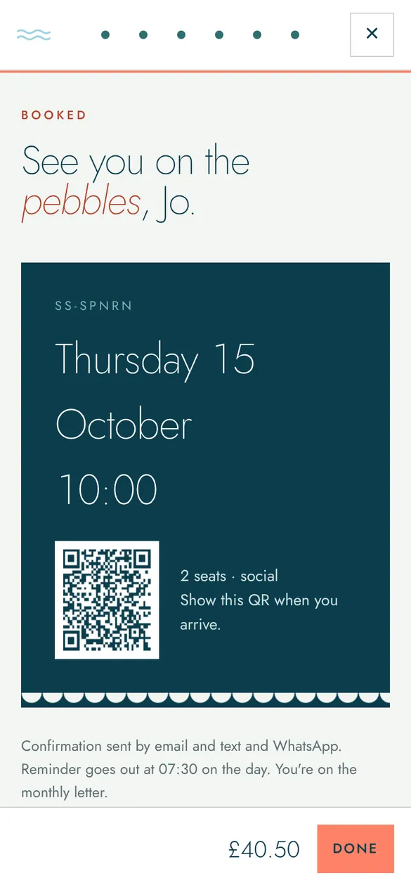 Done of the booking flow: QR ticket